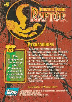 1993 Topps Jurassic Park - Topps Comics Jurassic Park: Raptor #5 Pteranodons Back