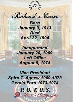 2018 Historic Autographs P.O.T.U.S. #37 Richard M. Nixon Back