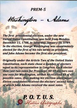 2018 Historic Autographs P.O.T.U.S. - Premium #PREM-5 George Washington / John Adams Back