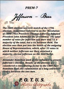 2018 Historic Autographs P.O.T.U.S. - Premium #PREM-7 Thomas Jefferson / Aaron Burr Back