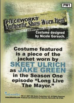 2007 Inkworks Jericho Season 1 - Pieceworks Costumes #PW1 Jake Green Back