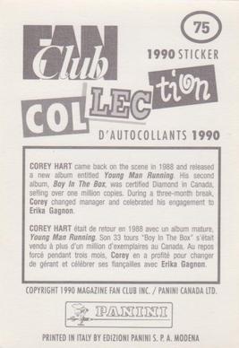1990 Panini Fan Club Collection Pop Star Stickers #75 Corey Hart Back