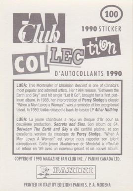 1990 Panini Fan Club Collection Pop Star Stickers #100 Luba Back