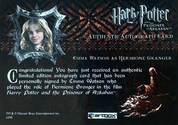 2004 ArtBox Harry Potter and the Prisoner of Azkaban - Autographs #NNO Emma Watson Back