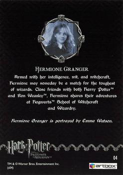 2004 ArtBox Harry Potter and the Prisoner of Azkaban - Special Edition Holofoil #4 Hermione Granger Back