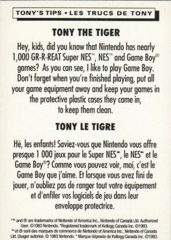 1993 Kellogg's Tony's Tips #NNO Tony the Tiger Back