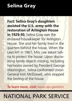 2011 National Park Service Civil War to Civil Rights - Arlington House, The Robert E. Lee Memorial #NNO Selina Gray Back