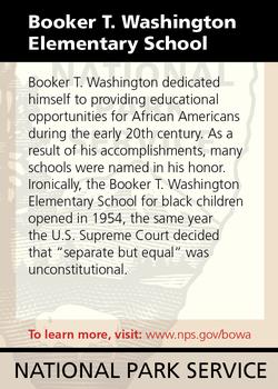 2011 National Park Service Civil War to Civil Rights - Booker T. Washington National Monument #NNO Booker T. Washington Elementary School Back