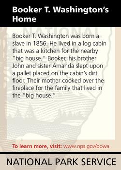 2011 National Park Service Civil War to Civil Rights - Booker T. Washington National Monument #NNO Booker T. Washington's Home Back