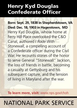 2011 National Park Service Civil War to Civil Rights - C&O Canal National Historic Park #NNO Henry Kid Douglas: Confederate Officer Back