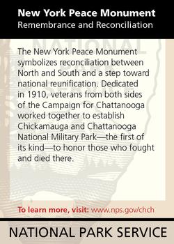 2011 National Park Service Civil War to Civil Rights - Chickamauga & Chattanooga National Military Park #NNO New York Peace Monument: Remembrance and Reconciliation Back