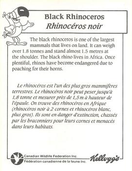 1990 Kellogg's Canadian Wildlife Federation #NNO Black Rhinoceros Back