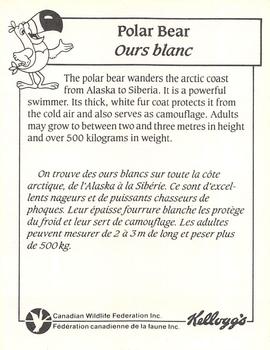 1990 Kellogg's Canadian Wildlife Federation #NNO Polar Bear Back
