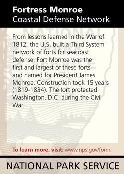 2011 National Park Service Civil War to Civil Rights - Fort Monroe National Monument #NNO Fortress Monroe: Coastal Defense Network Back