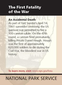 2011 National Park Service Civil War to Civil Rights - Fort Sumter National Monument #NNO The First Fatality of the War Back