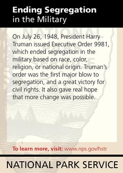 2011 National Park Service Civil War to Civil Rights - Harry S Truman National Historic Site #NNO Ending Segretation in the Military Back