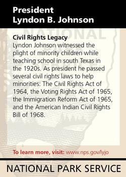 2011 National Park Service Civil War to Civil Rights - Lyndon B. Johnson National Historical Park #NNO President Lyndon B. Johnson Back