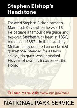 2011 National Park Service Civil War to Civil Rights - Mammoth Cave National Park #NNO Stephen Bishop's Headstone Back