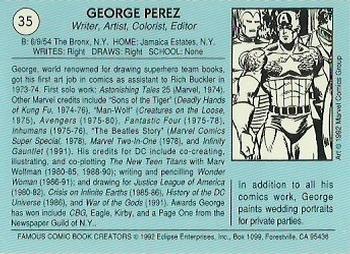 1992 Eclipse Famous Comic Book Creators - Promos #35 George Perez Back