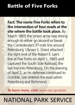 2011 National Park Service Civil War to Civil Rights - Petersburg National Battlefield #NNO Battle of Five Forks Back