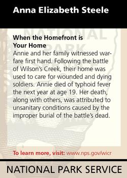 2011 National Park Service Civil War to Civil Rights - Wilson's Creek National Battlefield #NNO Anna Elizabeth Steele Back