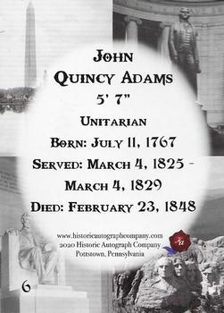 2020 Historic Autographs POTUS The First 36 #6 John Quincy Adams Back