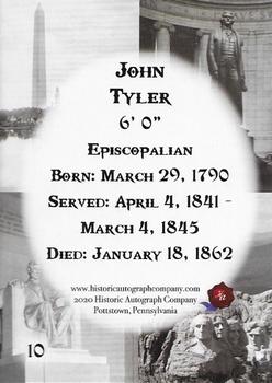2020 Historic Autographs POTUS The First 36 #10 John Tyler Back