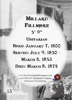 2020 Historic Autographs POTUS The First 36 #13 Millard Fillmore Back