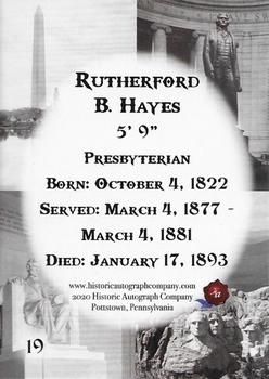 2020 Historic Autographs POTUS The First 36 #19 Rutherford B. Hayes Back