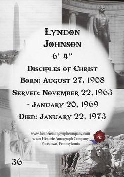2020 Historic Autographs POTUS The First 36 #36 Lyndon Johnson Back