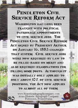 2020 Historic Autographs POTUS The First 36 #80 Pendelton Civil Service Reform Act Back