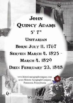 2020 Historic Autographs POTUS The First 36 - Alloy #6 John Quincy Adams Back