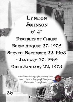 2020 Historic Autographs POTUS The First 36 - Alloy #36 Lyndon Johnson Back