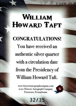 2020 Historic Autographs POTUS The First 36 - Coin Relic Premium #NNO William Howard Taft Back