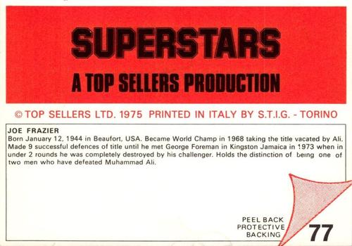 1975 Panini Top Sellers Superstars #77 Joe Frazier Back