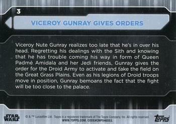 2021 Topps Star Wars: Battle Plans #3 Viceroy Gunray Gives Orders Back