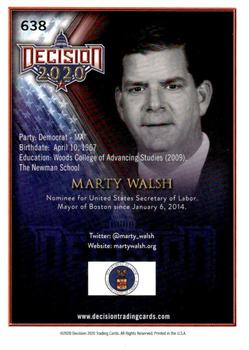 2021 Decision 2020 Series 2 #638 Marty Walsh Back