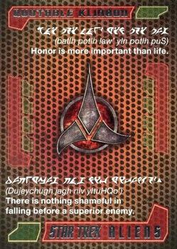 2014 Rittenhouse Star Trek Aliens  - The Quotable Klingon #Q1 Honor is more important than life. Front