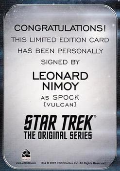 2014 Rittenhouse Star Trek Aliens  - Autographs #NNO Leonard Nimoy Back