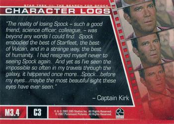 2007 Rittenhouse The Complete Star Trek Movies - Character Logs #C3 Star Trek III: The Search for Spock Back