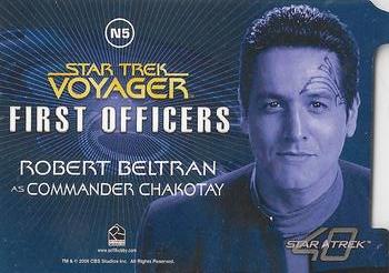 2006 Rittenhouse Star Trek 40th Anniversary - First Officers #N5 Commander Chakotay Back