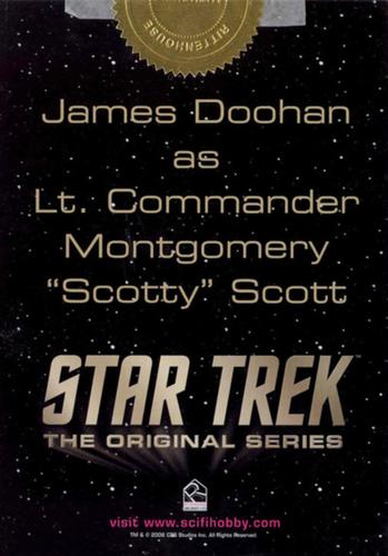 2006 Rittenhouse Star Trek 40th Anniversary - James Doohan In Memoriam Case Toppers #NNO James Doohan Back