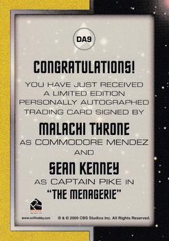 2011 Rittenhouse Star Trek: Remastered Original Series - Double Autographs #DA09 Malachi Throne / Sean Kenney Back