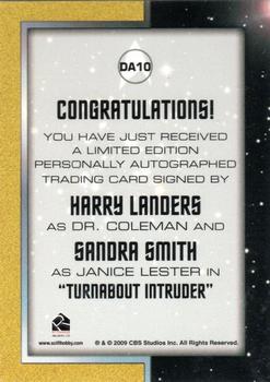 2011 Rittenhouse Star Trek: Remastered Original Series - Double Autographs #DA10 Harry Landers / Sandra Smith Back