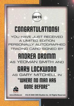 2011 Rittenhouse Star Trek: Remastered Original Series - Double Autographs #DA15 Gary Lockwood / Andrea Dromm Back