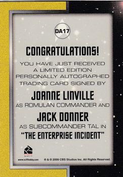 2011 Rittenhouse Star Trek: Remastered Original Series - Double Autographs #DA17 Joanne Linville / Jack Donner Back