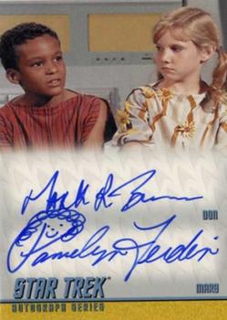2011 Rittenhouse Star Trek: Remastered Original Series - Double Autographs #DA18 Mark Robert Brown / Pamelyn Ferdin Front