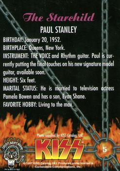 1997 Cornerstone Kiss Series One - Gold Foil #5 The Starchild - Paul Stanley Back