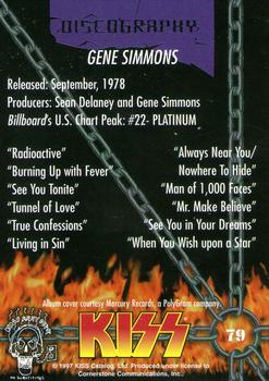 1997 Cornerstone Kiss Series One - Gold Foil #79 Gene Simmons Back