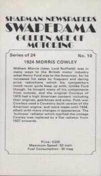 1979 Swaperama Golden Age Of Motoring #10 1924 Morris Cowley Back